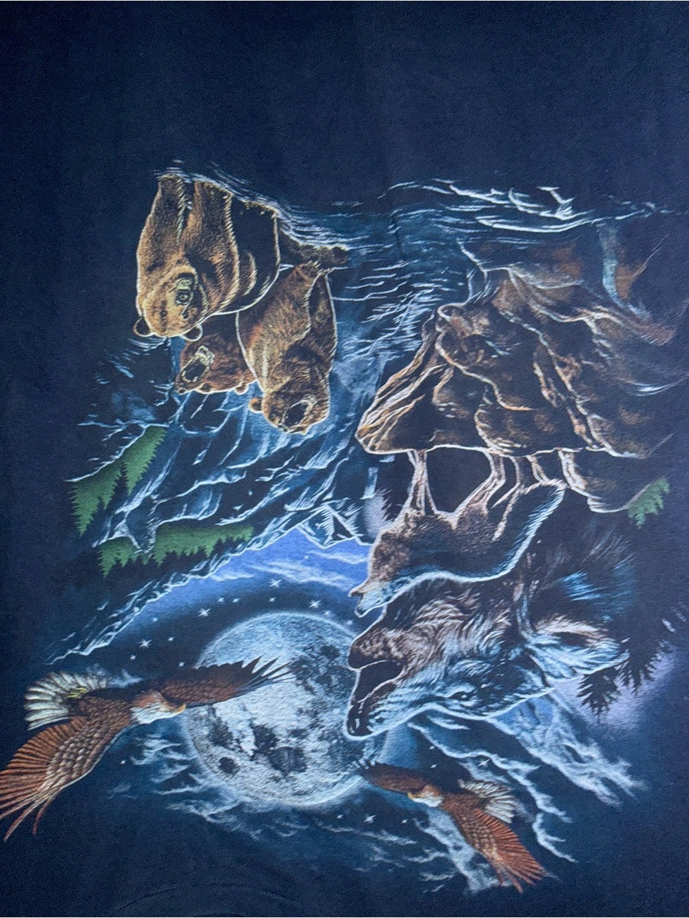 The Mountain -  Navy Graphic Bear, Wolf & Eagle T-Shirt